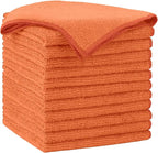 AIDEA Microfiber Cleaning Cloth-12PK, Soft Microfiber Towels for Cars, Absorbent Cleaning Rags, Lint-Free Streak-Free Wash Cloths for House, Kitchen, Window(12in.x12in), Orange