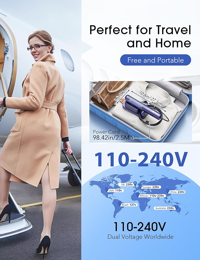 2-in-1 Steamer & Iron for Clothes,15s Fast Heat-up 1200W Portable Mini Clothes irons Handheld Garment Steamer, Travel Size with Large Ceramic Heat Panel, Quick Wrinkle Removal, 110V-240V