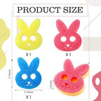3 Pcs Dual Sided Scrub Sponge Multi Functional Cute Temperature Sensitive Non Scratch Dish Sponge for Washing Dishes Kitchen Bathroom(Rabbit,Pink, Yellow, Blue)