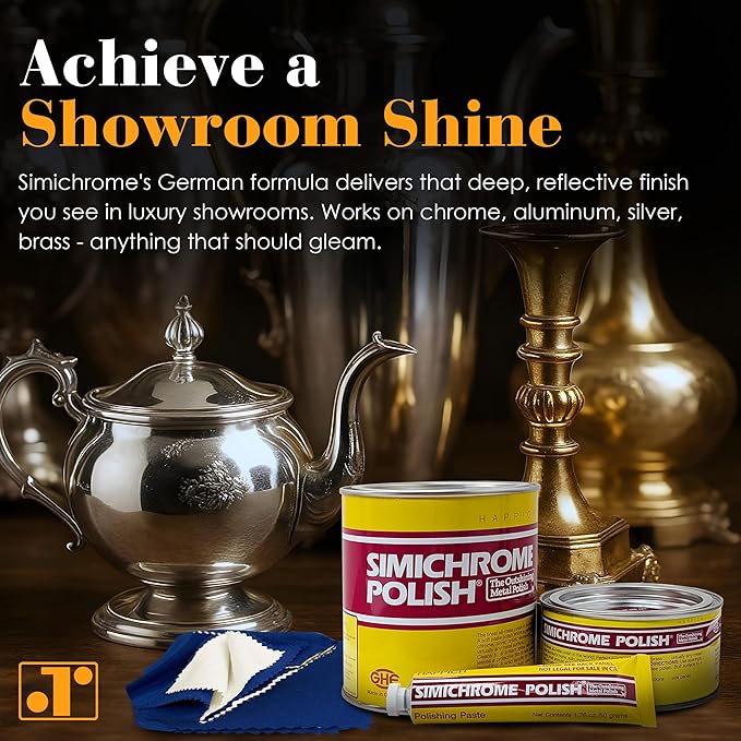 Simichrome All Metal Polish Can with Polishing Cloth Chrome and Metal polishing 250g (3-Pack with 1 Cloth)