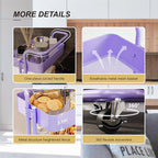 Metal Rolling Storage Cart, 3-Tier Utility Cart with Wheels, Multifunctional Organizer Storage for Kitchen, Bedroom, Office, Laundry Room, Dorm Room Essentials (Purple)