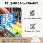 Nordhus Design Swedish Dishcloths,10 Cloths, Made in Sweden - Reusable, Washable Cellulose Cotton Kitchen Cloths - Replace Paper Towels, Wipes, Sponges, Dish Rags