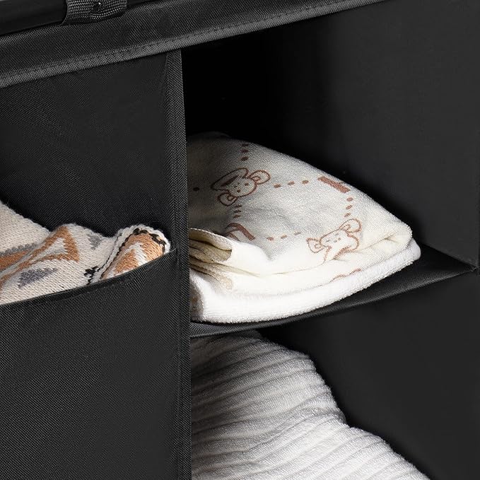 Heybly Luggage Rack with Laundry Bag,Steel Folding Suitcase Stand for Bedroom, Hotel, Foldable Steel Frame, Guest Room Bedroom Hote, 23.62" L x 15.57" W x 24.21" H, Black,HLR006B1