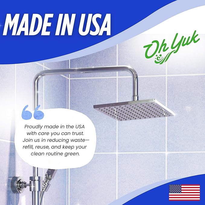 Oh Yuk Deep Shower Cleaner Spray – 24 fl oz | Removes Soap Scum & Hard Water Buildup | Streak-Free Shine for Showers, Tile & Glass | Vegan, Formulated & Made in the USA