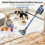 V25 Cordless Vacuum Cleaner, 680W 60Kpa Powerful Stick Vacuum with Dust Sensor, Digital Display, 4000mAh Rechargeable Battery up to 60Mins, Versatile for Pet Hair, Floor, Carpet