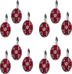 Zahari Home 13pc Elegant Rose Bathroom Shower Curtain Sets Elegant Shower Curtain & 12 Shower Curtain Rings Contemporary Decor Burgundy Shower Curtain Unique Design Stylish Shower Accessories