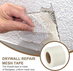 PATIKIL Drywall Repair Mesh Tape, 4 inch x 164 ft Fiberglass Repair Patch Self-Adhesive Dry Wall Joint Tape 9 Mesh Wall Hole Crack and Seam Patch, White