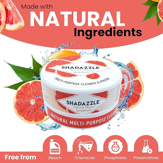 Shadazzle Natural All Purpose Cleaner and Polish – Eco friendly Multi-purpose Cleaning Product (2 Pack, Grapefruit)