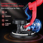 Drywall Sander, 1000W Popcorn Ceiling Removal Tool, Foldable Automatic Drywall Sander with Vacuum Dust Collection, LED Light, 6 Variable Speed 800-2200RPM,15Pcs Sanding Discs (Red）