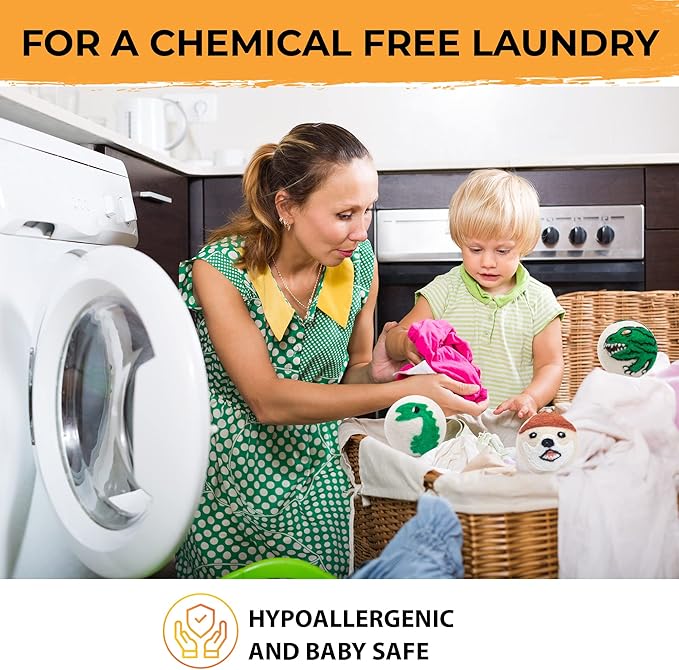 Wool Dryer Balls - Dry 1,000 Loads - 6 Pack Eco - Friendly Zero Waste - Organic Handmade in Nepal - Fair Trade by Woolygon