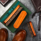4 Pcs Horsehair Shine Shoes Brush Kit Polish Dauber Applicators Cleaning Leather Shoes Boots Care Brushes Suede Cleaner Brush with Microfiber Shoe Gloves(3 Pcs Shine Brush)