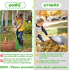 2Pcs Kids Rake Garden Tool Set Toy,Child Size Lawn Small Rakes and Garden for Leaves,Wooden Gardening Toy Rakes with Detachable Handles Outdoor Toys Gift for Boys and Girls (Green+Yellow)