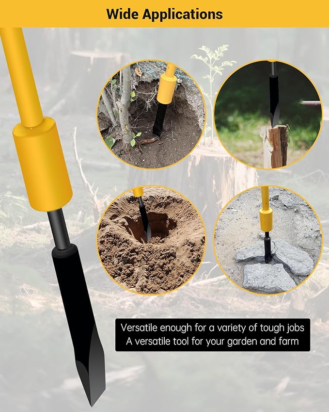 Heavy Duty Tree Root Removal Tool, Root Cutting Shrub Cutter Remover Tool Spade Bar, Fit for Bamboo, Tree Roots, Rocks, Shrubs, Bushes, Stumps. Sliding Gravity Hammer Mechanism