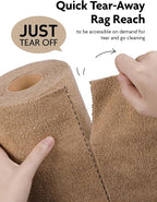 Fantasticlean Microfiber Cleaning Cloth Roll -150 Pack, Tear Away Microfiber Towels, 12" x 12", Reusable, Washable, Ultra Absorbent Dishcloth for Home Supplies, Car, Pet, Kitchen (Tan & Beige)