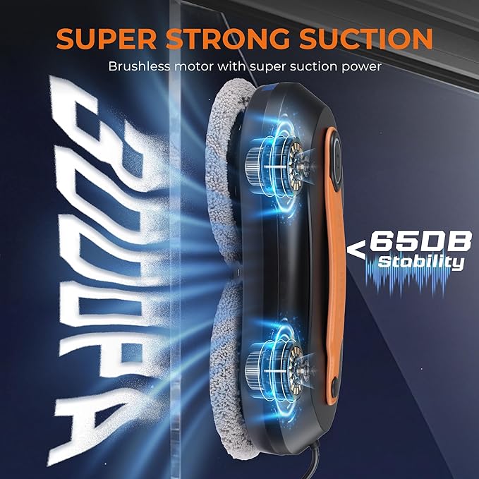 FRUITEAM Window Cleaning Robot with Dual Water Spray, APP and Remote Control, Automatic Window Cleaner with Leather Belt for Frame Glass, Triple Safety System, Smart Path Detection