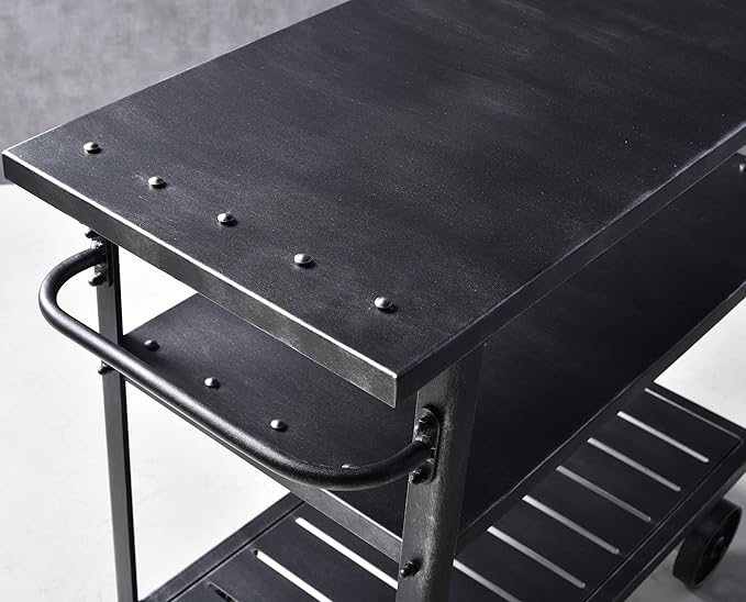 Diwhy Industrial 3 Tier Rolling Utility Storage Cart Wine Beverage, Metal Wine Rack with Wheels Kitchen Bar Dining Room Tea Wine, Serving Cart