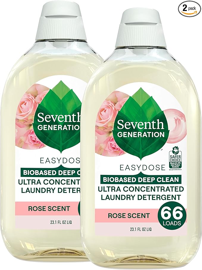 Seventh Generation EasyDose Laundry Detergent Ultra Concentrated Rose Washing Detergent 23 oz, Pack of 2