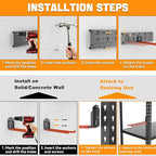 TORACK Garden Tool Organizer Wall Mounted, Garage Folding Chair Storage Rack, Tools Rack for Shovels, Rakes, Broom, Ladders, Hooks for Keyhole Style Shelving Unit(13 pcs)