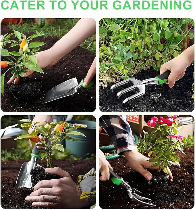 Garden Tools 8-Piece, Gardening Hand Tools, Gardening Tools Set Cultivators with Rust-Proof,Stainless Steel, Aluminum Alloy Material, Gardening Supplies Set Ideal Gift