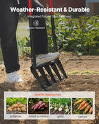 VEVOR Broad Fork, 5-Tine Pitchfork with Dual Fiberglass Handles, Heavy Duty Garden Fork, Ergonomic U-Shaped Design Broadfork Hand Tiller, Gardening Tool for Composting Transplanting Aeration