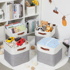 HNZIGE Storage Basket(4 Pack) Fabric Baskets for Organizing Clothes Closet,Towels,Cube Storage Bins,12x12 Storage Cube basket with Handles for Shelves,Toys,Blankets,Office,Room Storage(White&Grey)