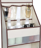 Univivi 5-Shelf Fabric Door Storage Over Door Hanging Organizer with 4 Large Pockets and 3 Small PVC Pockets Nursery Closet Cabinet Wall Mount Hanging Storage Organizers for Baby Nursery (Beige)