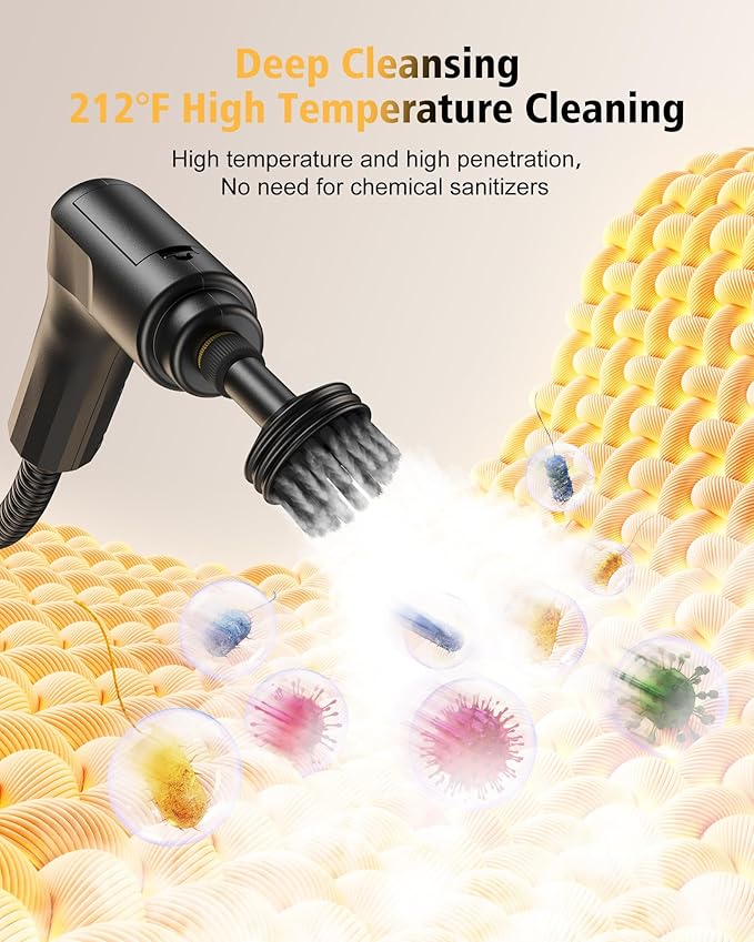Steamer for Cleaning,3-Speed Adjustable Handle,1.69 Quarts Large Capacity Tank Steam Cleaner Handheld, Detachable 13PCS Accessories steamer for Car,Home kitchens,Camping,