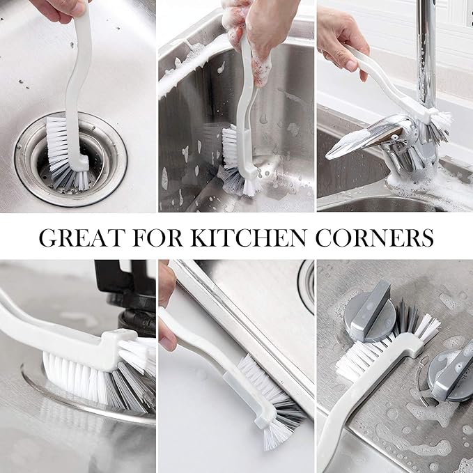 2 Pcs Cleaning Brush Small Scrub Brush for Cleaning Sink Scrub Brush with Handle, Bathroom Kitchen Edge Corner Grout Cleaning Brushes for Household Use, Window Track Cleaning Brush