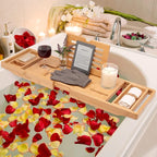 Temple Spring Wooden Bathtub Tray, Bamboo Bathroom Accessories, Bath Tray for Tub, at Home Spa Essentials, Board for Tub Table, Bath Caddy for Bathtub Accessories & Bathroom Essentials – Natural