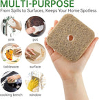 16 Pack Biodegradable Natural Kitchen Sponges, Compostable Cellulose & Coconut Square Scrubber, Dual Sided Dish Sponge for Washing Dishes, Eco Friendly