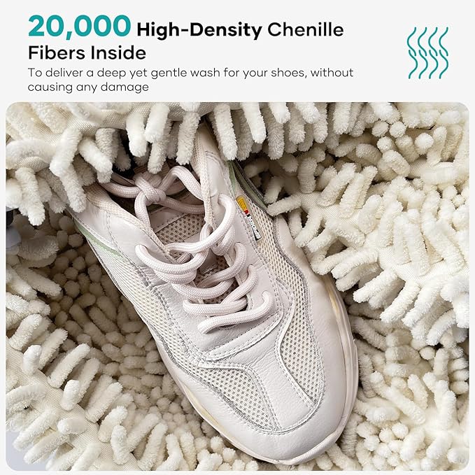 Shoe Washing Machine Bag for Washer & Dryer, Large Shoe Bag for Washing Machine Plush Fibers laundry Bag for Sneakers, Tennis Shoes and Gym shoes, White (2PCS)