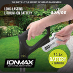 Sun Joe 24V-TLR-LTE 24-Volt Amp Cordless Garden Tiller + Cultivator, Kit (w/2.0-Ah Battery + Quick Charger)