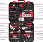 DEKOPRO Tool Set:228 Piece Home Tool Kit, Household Basic Repair Tool Set Comes with Plastic Storage Case, Socket Wrench Set for Car-Red