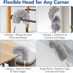 Azun Dusters for Cleaning, Ceiling Fan Cleaner Duster with Extension Pole 30"– 96", Reusable Microfiber Duster for High Ceilings, Walls, Blinds, Cobwebs, Furniture, Indoor & Outdoor Use