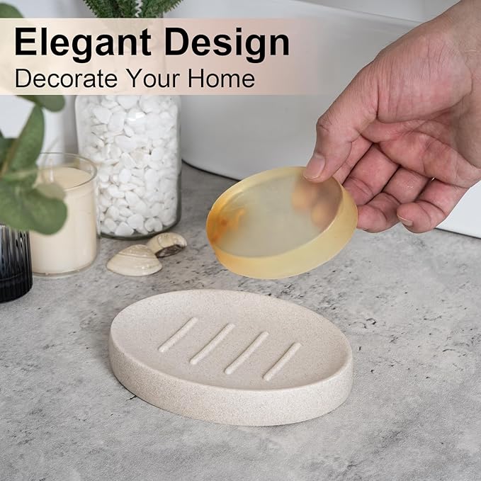 Soap Dish Bathroom Resin Soap Holder Soap Tray for Shower Sponge Holder for Kitchen Sink 2 Pack(Beige)