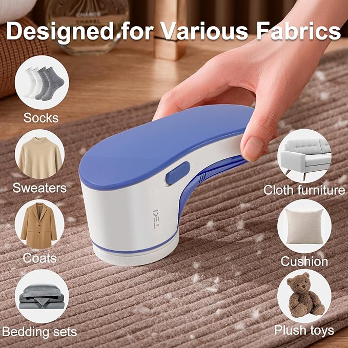 Fabric Shaver, Lint Remover for Clothes, 6 Leaf Blades, Rechargeable Clothes Shaver Pill Remover, Electric Sweater Defuzzer, Sweater Shavers to Remove Pilling, Couch, Fuzz, Furniture