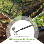 Garden Hoe, 2 in 1 Weeding Hoe and Cultivator Soil Tiller,52" Long Handle, Heavy Duty Hoe Garden Tool for Weeding, Loosening Soil, Cultivating, Gardening