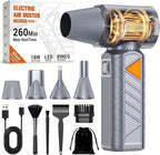 BOBYE Compressed Air Duster, 350W High-Powered Electric Air Duster with 180,000 RPM, Extended Runtime, 10000 mAh Battery, Mini Blower & Air Duster Rechargeable for Keyboard, PC, Car, Home, Silver