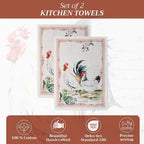 Maison d' Hermine Kitchen Towels Set of 2 100% Cotton 27.50" x 20" Reusable Cloth Tea Dish Towels Absorbent with Hanging Loop for Kitchen, Home, Dining, Cocktail Parties Spring/Summer (Campagne)