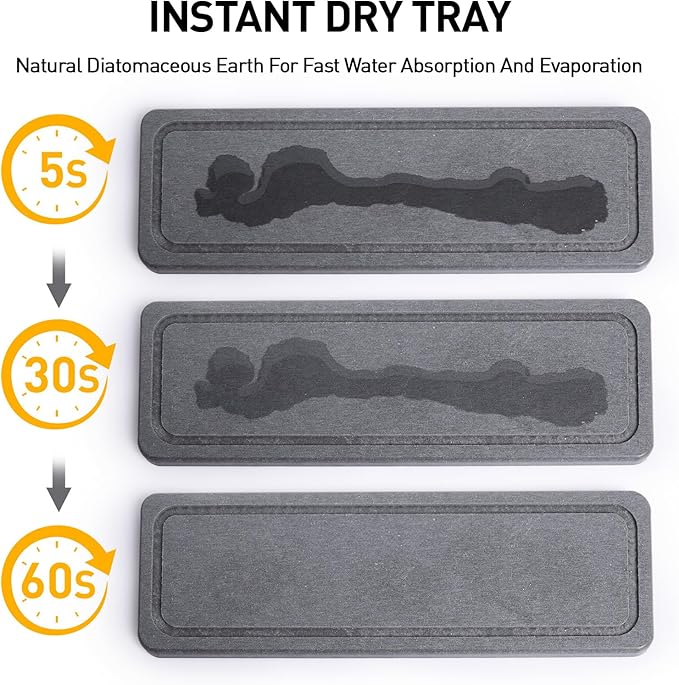 Moforoco Kitchen Dish Soap Dispenser Set, 16OZ Glass Bottle, Hand and Dish Soap Dispenser Set, Instant Dry Tray, Non-Slip Silicone Pad, Brush Holder with Sponge Holder, Kitchen Decor（Clear Bottle）