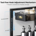 2 Pack Under Sink Organizer, Adjustable Height Under Sink Organizers and Storage, Smooth & Silent Sliding Out Metal Drawer for Kitchen Bathroom Pantry Cabinet Closet (Black)