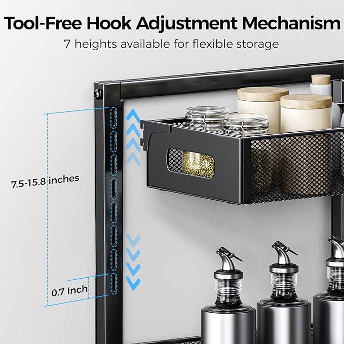 2 Pack Under Sink Organizer, Adjustable Height Under Sink Organizers and Storage, Smooth & Silent Sliding Out Metal Drawer for Kitchen Bathroom Pantry Cabinet Closet (Black)