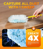 30 Count Duster Refill for Swiffer Duster with 1 Handle, One-Sided Disposable Dusters Refills with 4X Microfibers, Unscented Dusters for Cleaning Home, Furniture, Blinds & Vent