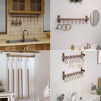 Dseap Kitchen Utensil Holder Hanger, Pot and Pan Rack Wall Mounted, Kitchen Rail with 8 Hooks for Hanging Cooking Utensils, Mugs, Spoons, Wall Mounted, Antique Copper New
