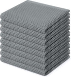 Homaxy 100% Cotton Waffle Weave Kitchen Dish Cloths, Ultra Soft Absorbent Quick Drying Dish Towels, 12 x 12 Inches, 8-Pack, Grey