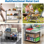 Leteuke 1120LBS Heavy Duty Rolling Utility Cart,3 Tier Rolling Carts with Wheels,NSF Commercial Grade with Handle Bar & Shelf Liners,45"x25"x39" Storage Cart for Kitchen,Restaurant,Plant Display,Black