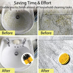 8 Pack Drill Brush Attachment Set,1/4in Power Scrubber Brush + Extend Long Rod, Power Cleaning Scrub Brush for Bathroom, Tub, Tile, Floor, Grout, Boat(White)