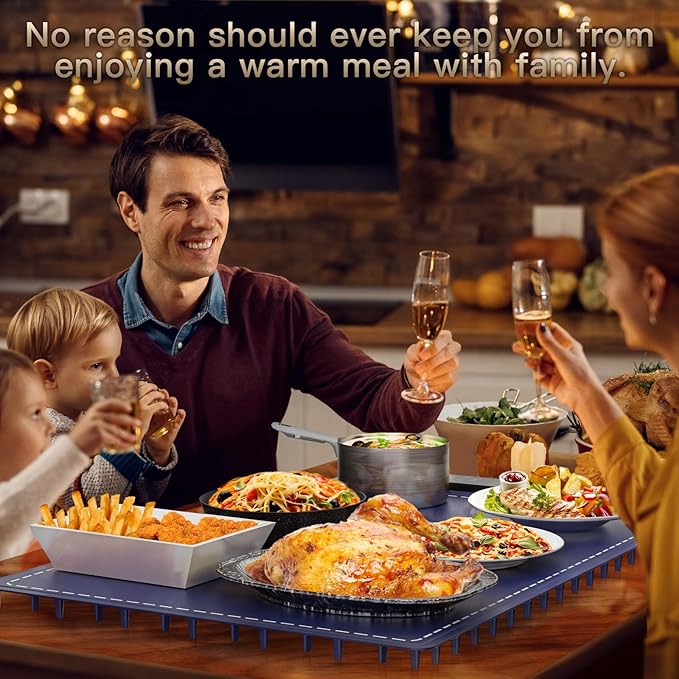 Electric Warming Tray, Full Surface Heating, Rollable & Portable, Premium Silicone Nano-Material, 248°F Temperature Settings,Auto Shut-Off,Versatile Food Warmer for Gatherings,Parties, Everyday Use