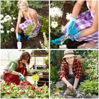 Garden Tools Set, 11 Pieces Gardening Gifts with Purple Floral Print, Ergonomic Handle, Trowel, Rake, Shovels, Pruner, Shears, Sprayer, Gloves, Garden Hand Tools with Carrying Case