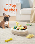 Small Woven Basket, 13.5 x 9.5 x 5 Inches, Storage Basket for Organizing, Cute Small Rope Shelf Closet Cube Storage Bins Baskets for Shelves, Dog Toy Gift Baskets Empty, 3 Pack Gradient Brown